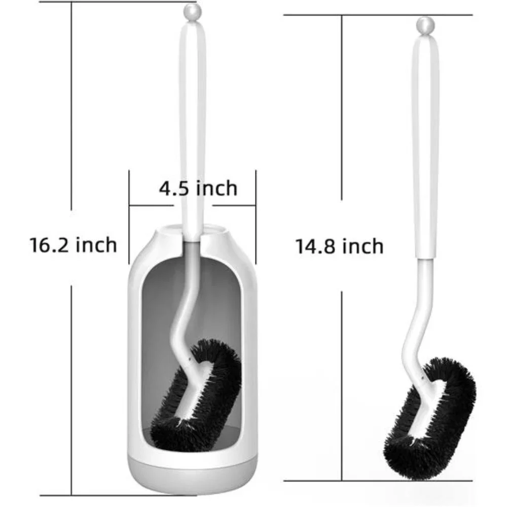 Toilet Brush Set 2 Pack Bathroom Cleaner Deep Cleaning Curved Bristle Holder